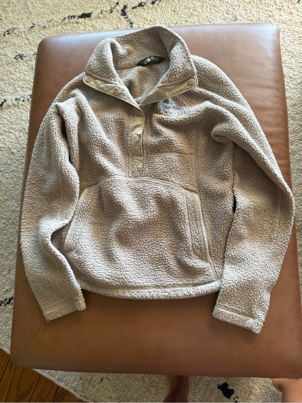 The North Face Cozy Sherpa Pullover Sweater - Taupe